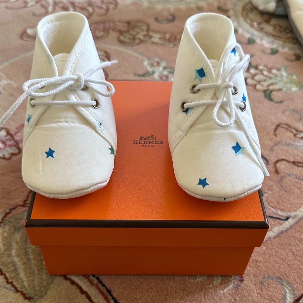 Hermes Baby White Star Shoes